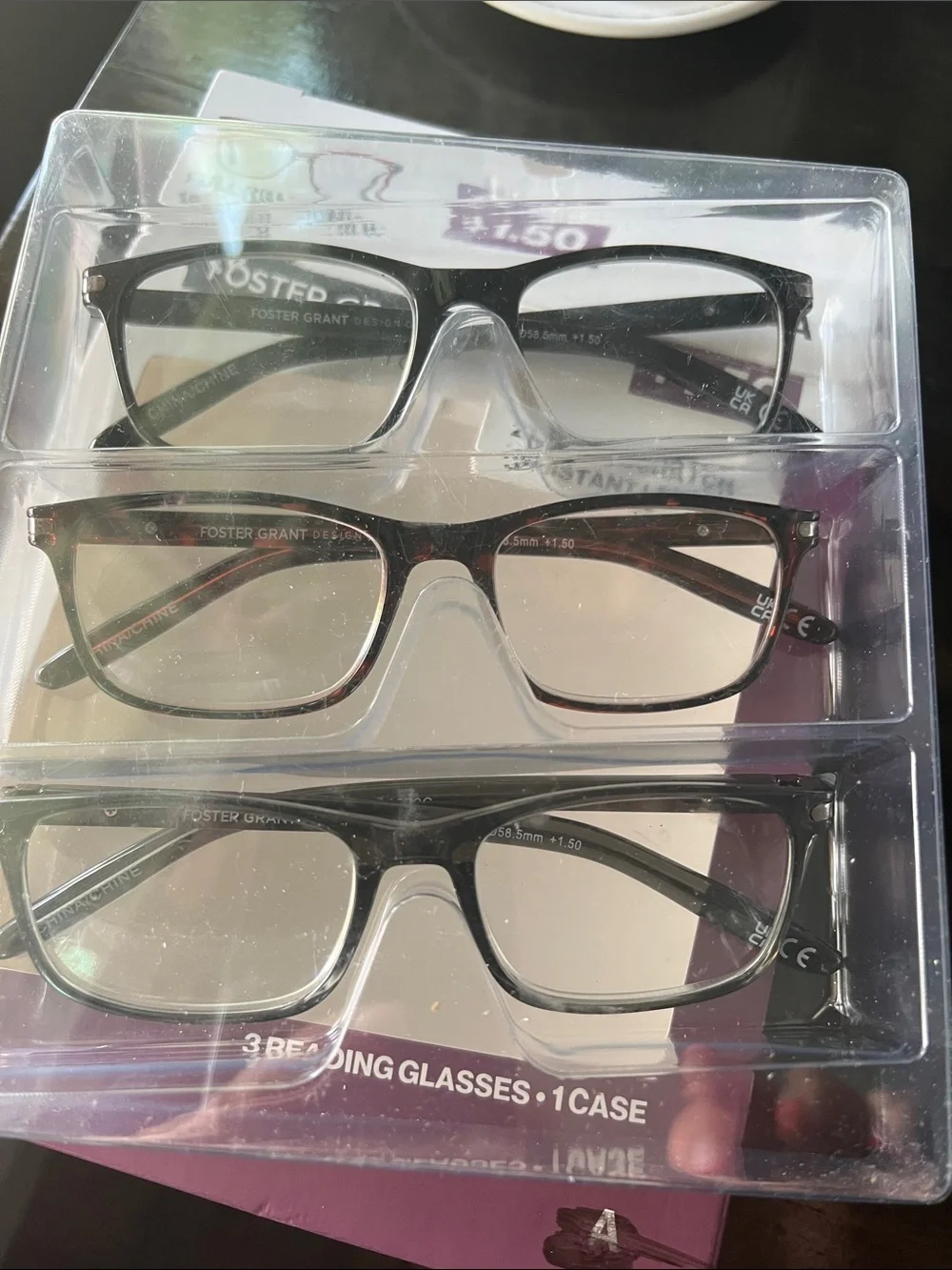 Foster Grant 3-Pack Reading Glasses (+1.50)